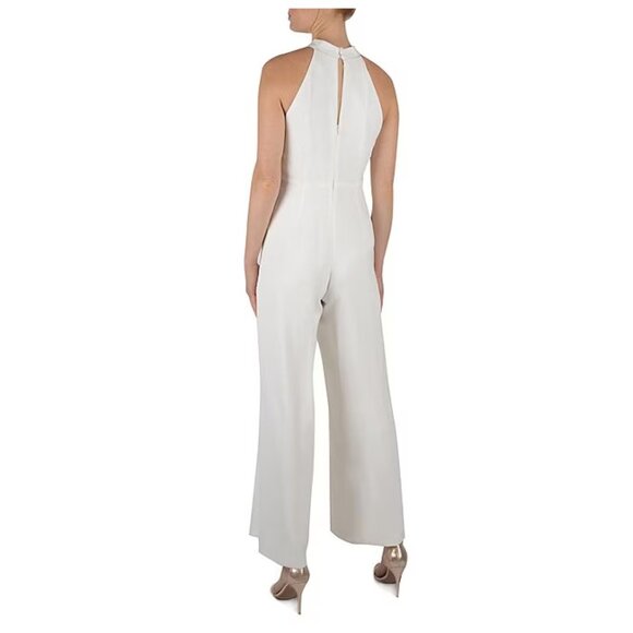 NWT Julia Jordan Halter Twist Neck Sleeveless Pocketed Jumpsuit Ivory 10 PARTY - Picture 2 of 5
